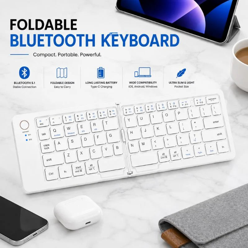 11-inch Foldable & Rechargeable Bluetooth Keyboard