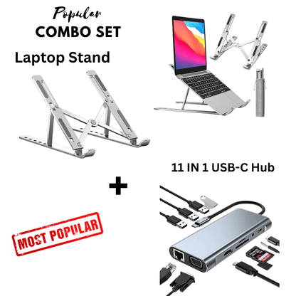 USB Type-C 11-in-1 Hub with Adjustable Laptop Stand