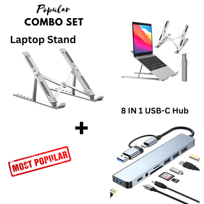 USB Type-C 8 -in-1 Hub with Adjustable Laptop Stand