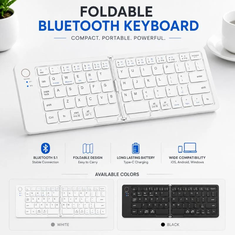 11-inch Foldable & Rechargeable Bluetooth Keyboard
