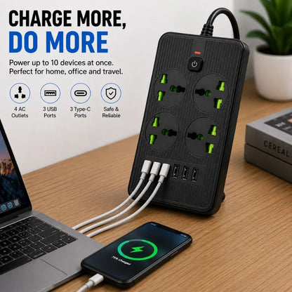 2500W Power Extension 4 Universal socket+ 3 USB+ 3Type-C Port