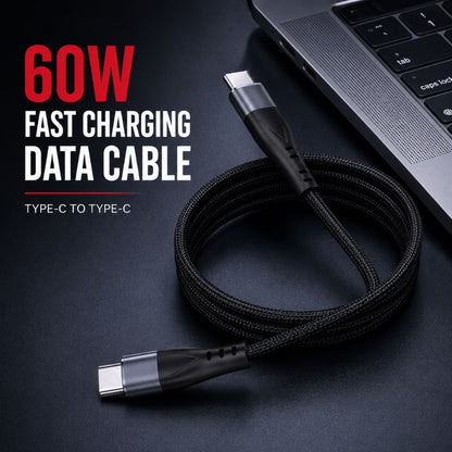 60W Type-C to Type-C Fast Charging Data Cable – Nylon Braided USB-C Cable for Fast Charging & Data Transfer