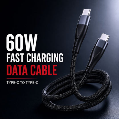 60W Type-C to Type-C Fast Charging Data Cable – Nylon Braided USB-C Cable for Fast Charging & Data Transfer