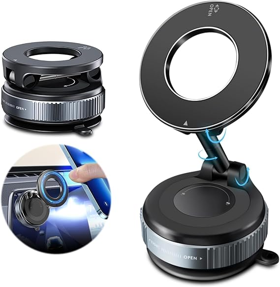 Magnetic + Vacuum Suction Phone Mount