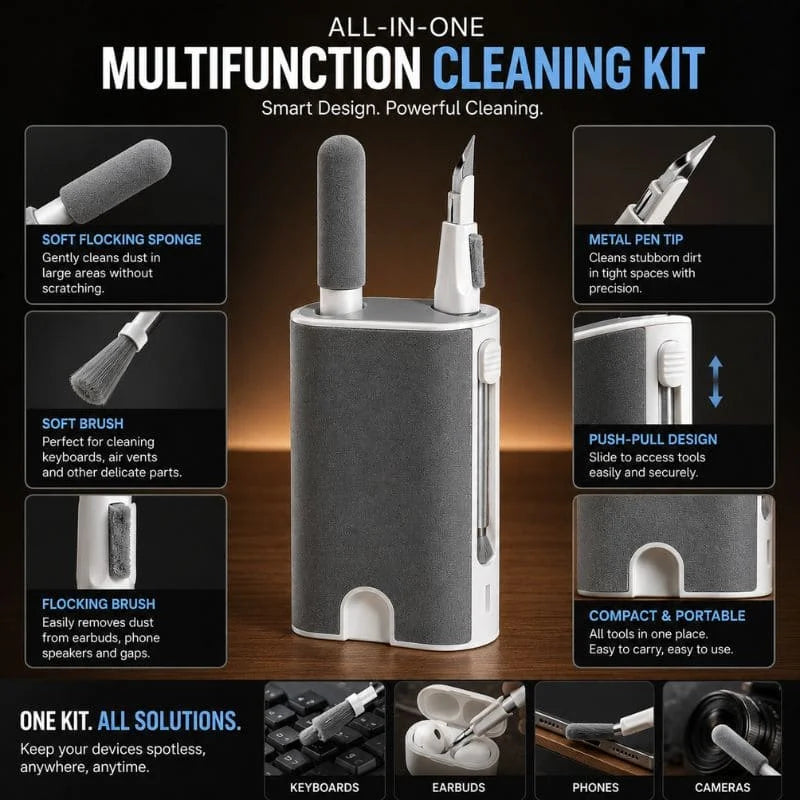 7-in-1 Multifunctional Cleaning Kit for Earbuds, Keyboard, Laptop & Mobile Devices