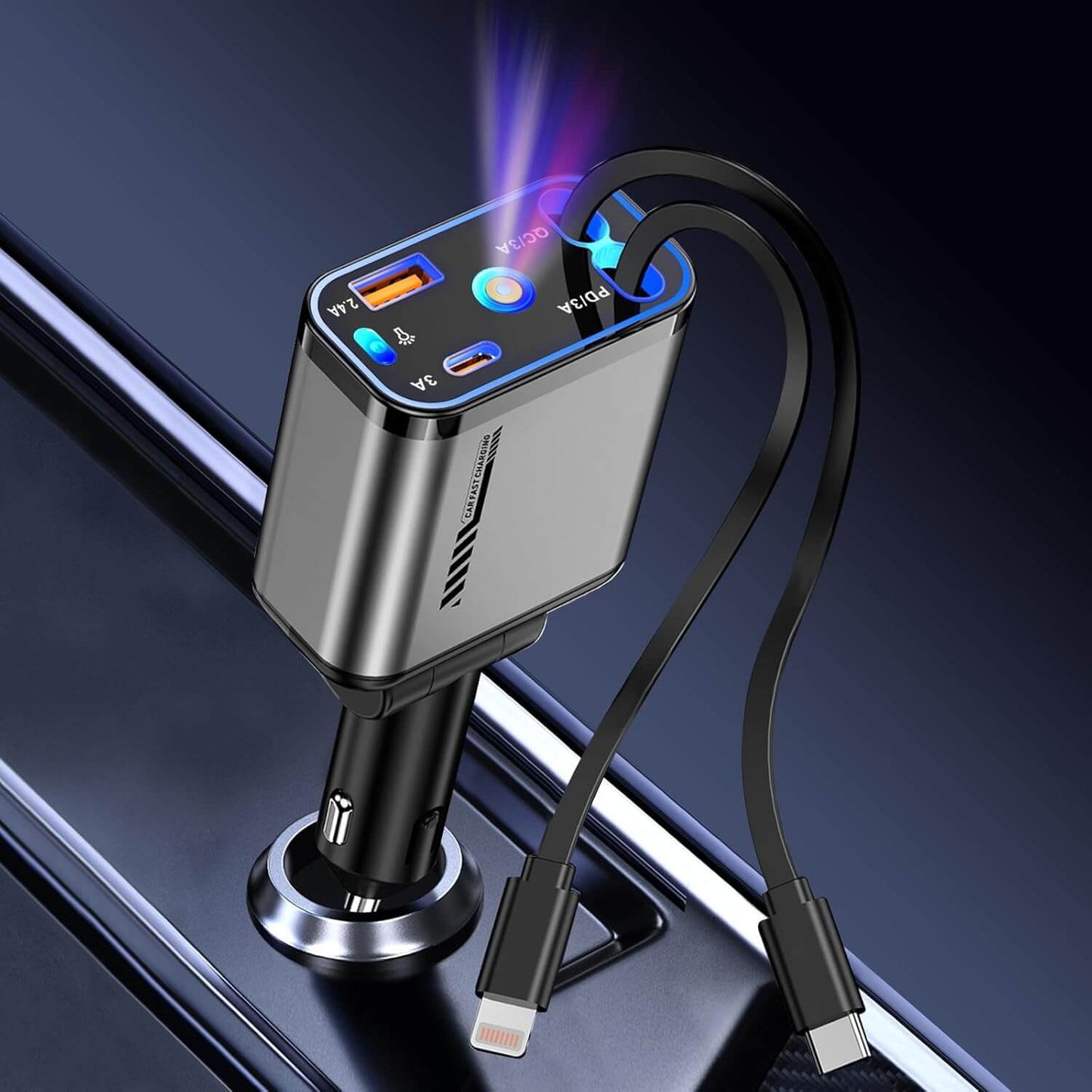 4-In-1 Retractable Car Charger