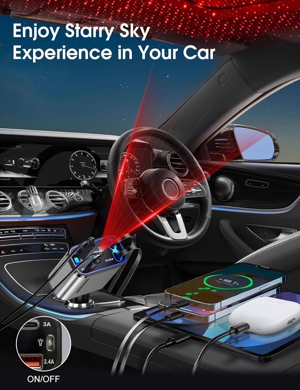 4-In-1 Retractable Car Charger