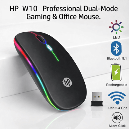 HP W10 RGB Wireless Rechargeable Mouse 🖱️✨