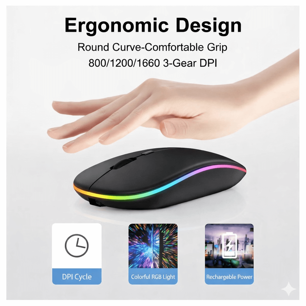 HP W10 RGB Wireless Rechargeable Mouse 🖱️✨