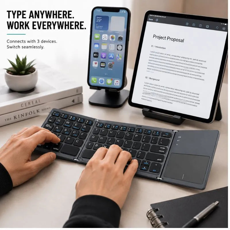 Foldable Bluetooth Keyboard with Touchpad