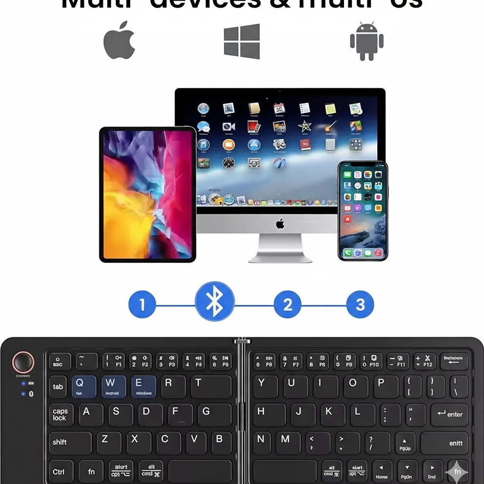 11-inch Foldable & Rechargeable Bluetooth Keyboard