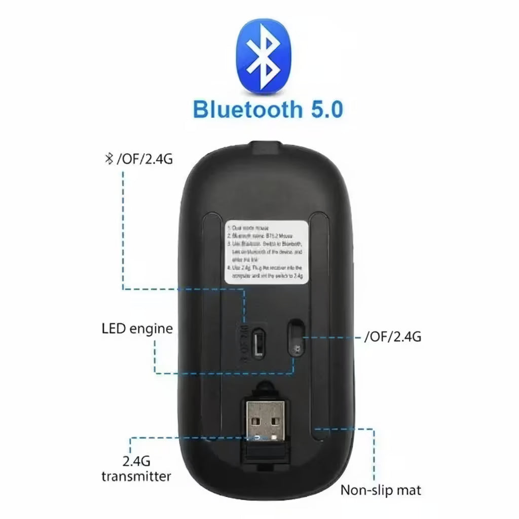 2.4GHz Wireless Optical Mouse USB Rechargeable RGB Cordless Mice For PC Laptops 🖱️✨