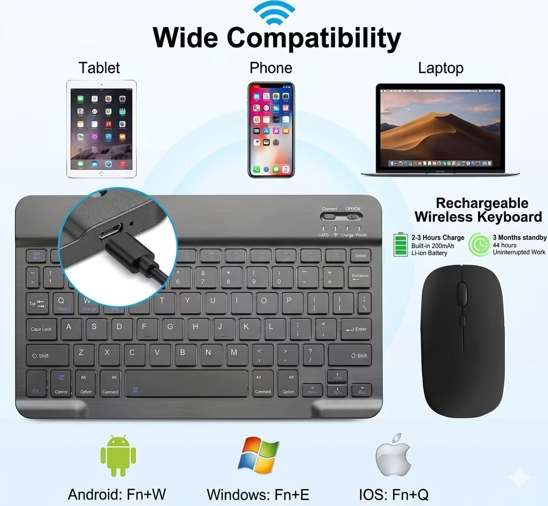 Ultra Slim Bluetooth Keyboard & Mouse Set (Rechargeable)