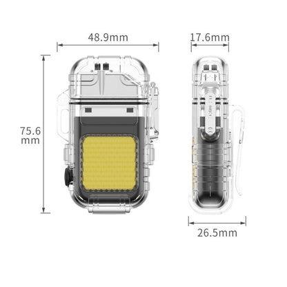 Transparent Dual Arc Electric Lighter with COB LED Flashlight – USB Rechargeable Windproof Lighter