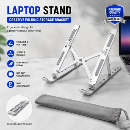 HP W10 RGB Wireless Mouse & Foldable Aluminum Laptop Stand Combo Set
