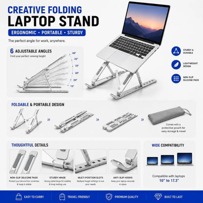 HP W10 RGB Wireless Mouse & Foldable Aluminum Laptop Stand Combo Set