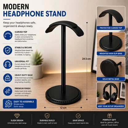 Modern Metal Headphone Stand – Sleek & Sturdy Headset Holder for Gaming, Office & Desk Setup