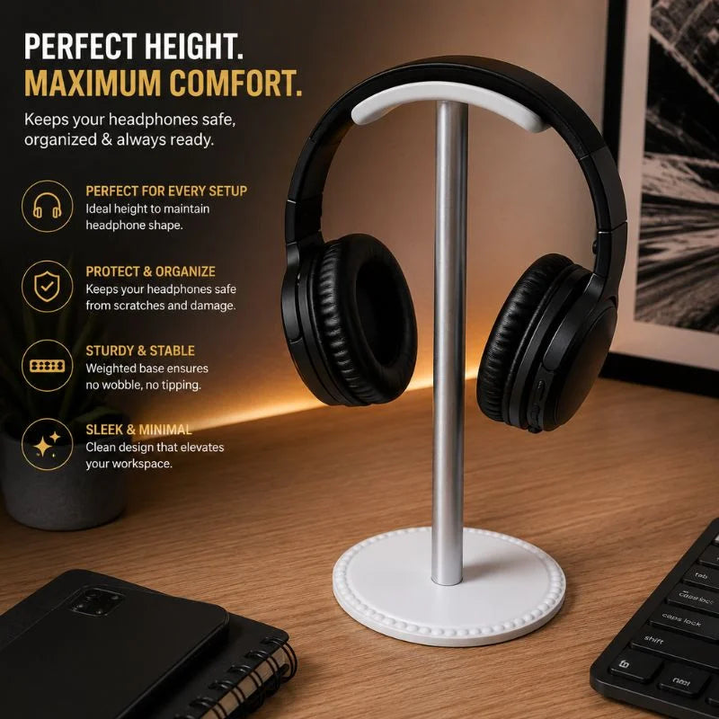 Modern Metal Headphone Stand – Sleek & Sturdy Headset Holder for Gaming, Office & Desk Setup