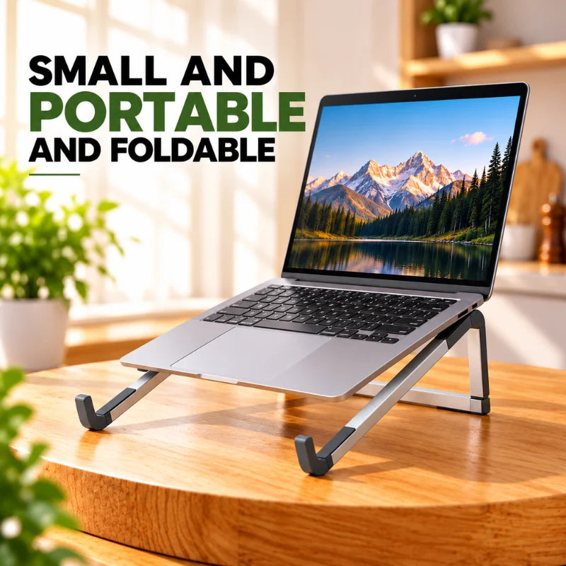 Portable Foldable Laptop Stand Adjustable Desktop Riser with Anti Slip Support – Compact Ergonomic Notebook Holder for Laptop Tablet Office Home & Travel