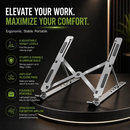 Premium Laptop Stand & Dual-Mode Wireless Mouse Bundle  Adjustable Aluminum Stand + Bluetooth Transparent Dual Mode Wireless Mouse