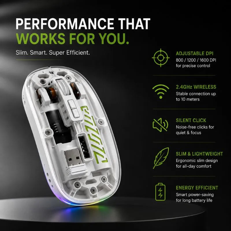 Premium Laptop Stand & Dual-Mode Wireless Mouse Bundle  Adjustable Aluminum Stand + Bluetooth Transparent Dual Mode Wireless Mouse