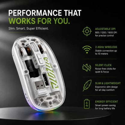 Premium Laptop Stand & Dual-Mode Wireless Mouse Bundle  Adjustable Aluminum Stand + Bluetooth Transparent Dual Mode Wireless Mouse