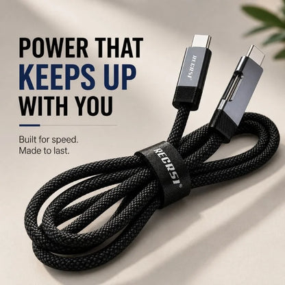 RECRSI 65W Ultra-Fast Type-C to Type-C Braided Charging Cable – Fast Charging & Data Sync Cable