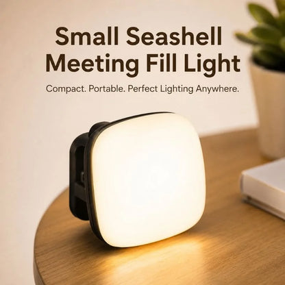 RGB Small Seashell Meeting Fill Light – Portable USB Rechargeable LED Video Light with Adjustable Stand