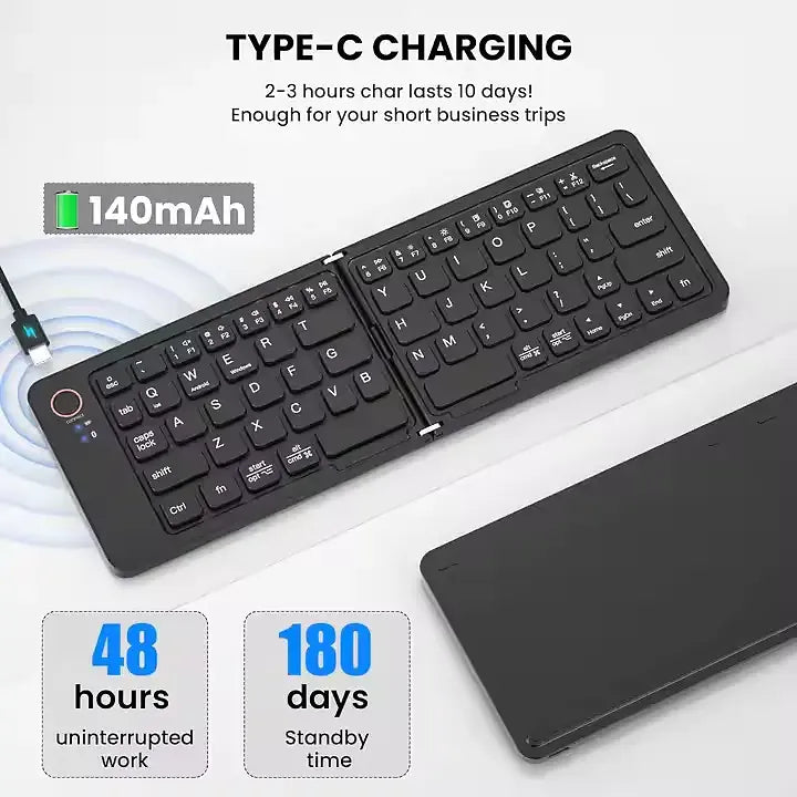 11-inch Foldable & Rechargeable Bluetooth Keyboard