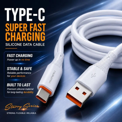 Type-C Silicone Fast Charging Data Cable – Soft Flexible USB Charging Cable for Android Devices