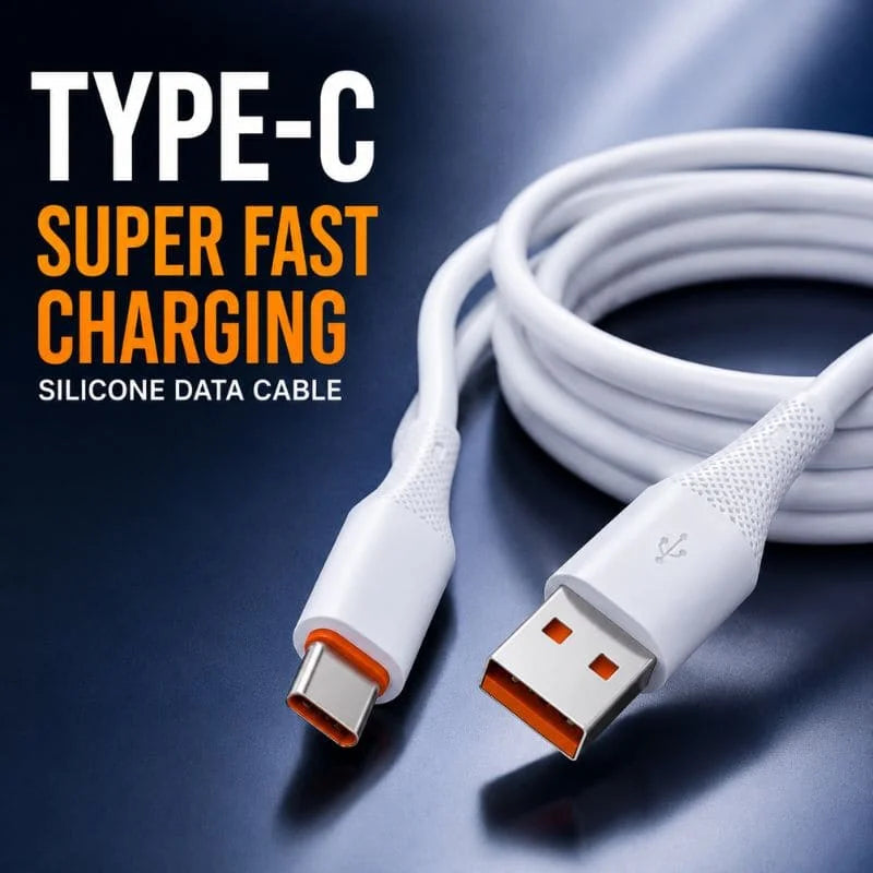 Type-C Silicone Fast Charging Data Cable – Soft Flexible USB Charging Cable for Android Devices