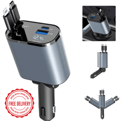 4-In-1 Retractable Car Charger