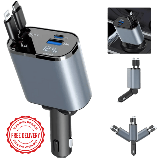4-In-1 Retractable Car Charger