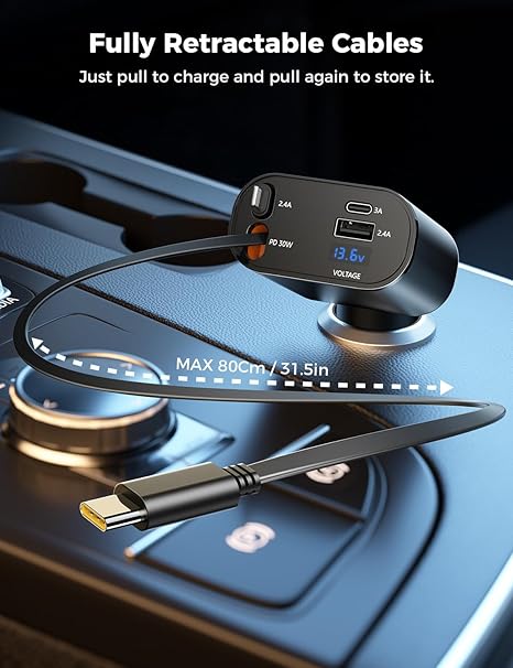 4-In-1 Retractable Car Charger