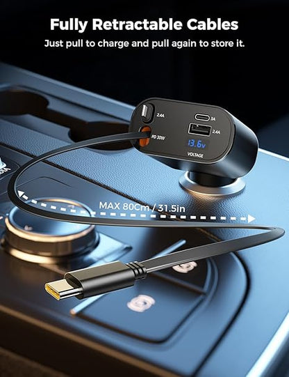 4-In-1 Retractable Car Charger