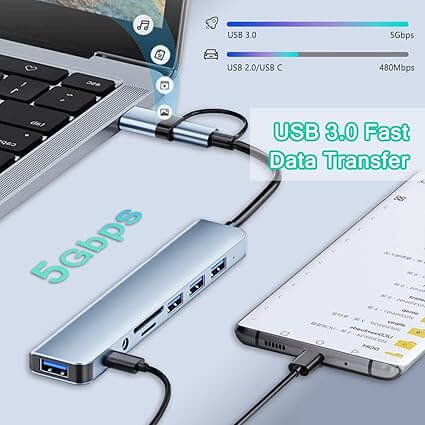 USB Type-C 11-in-1 Hub with Adjustable Laptop Stand